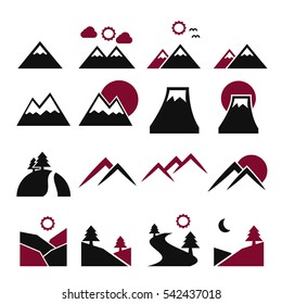 hill, mountain icon set