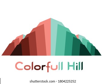 Logo-Vorlage Hill and Mountain Resort, Hill Logo, Blauer Dreieck-Formlogotyp für Geschäfts- oder Reiseunternehmen. Vektorgrafik. bunter Hügeldesign