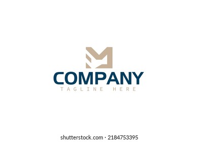 Hill, mountain, structure logo design in pieces consisting of the letter m
