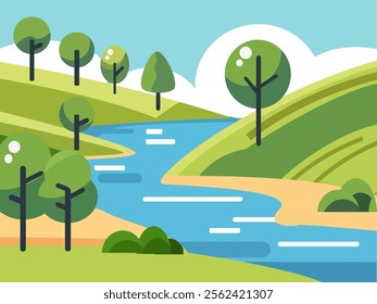 hill natural view background vector