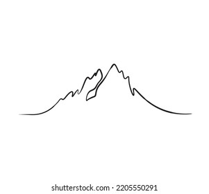 Hill One Line Art, Drawing , Victor File, Stock Photo, Hill Logo, Mountain, EPS 10 File 