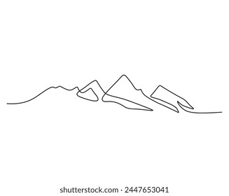 Hill one line art illustration, black and white single portrait 