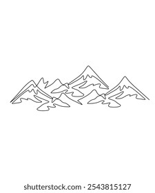 Hill one line art illustration ,hill vector line art.