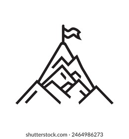 Icono de la colina gana la aventura con éxito diseño de Vector.