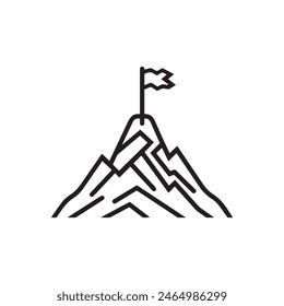 Icono de la colina gana la aventura con éxito diseño de Vector.