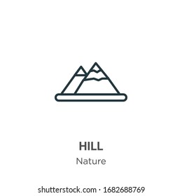 Hill outline vector icon. Thin line black hill icon, flat vector simple element illustration from editable nature concept isolated stroke on white background