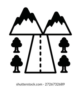 Icono de Vector de Hill Road que puede modificarse o editarse fácilmente

