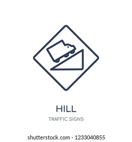 Hill sign icon. Hill sign linear symbol design from Traffic signs collection. Simple outline element vector illustration on white background