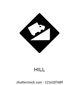 Hill sign icon. Hill sign symbol design from Traffic signs collection. Simple element vector illustration on white background.