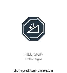 Hill sign icon vector. Trendy flat hill sign icon from traffic signs collection isolated on white background. Vector illustration can be used for web and mobile graphic design, logo, eps10