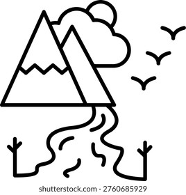 Hill Station Art vector Icon Design Illustration