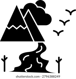 Hill Station Art vector Icon Design Illustration