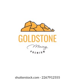 hill stone gold mining line hipster logo design vector icon illustration