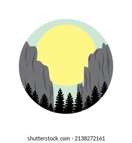 HILL AND SUN vector logo design, suitable for icon, symbol or nature element design
