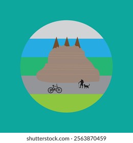 Hill travelling with pet vector file