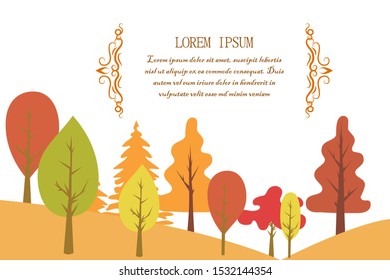 Hill, tree, autumn vector color illustration