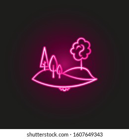 hill tree neon style icon. Simple thin line, outline vector of landspace icons for ui and ux, website or mobile application