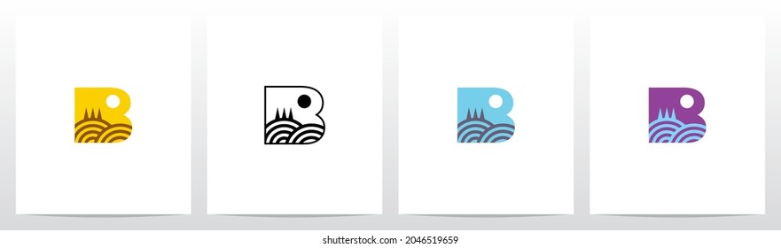 Hill With Trees Letter Logo Design B 