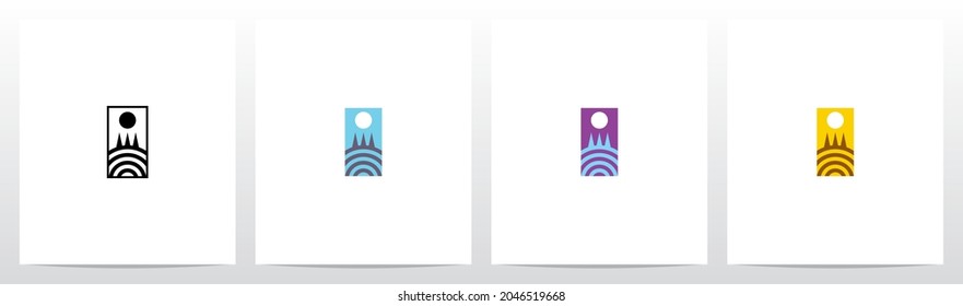 Diseño de logotipo de letras de colinas con árboles I 