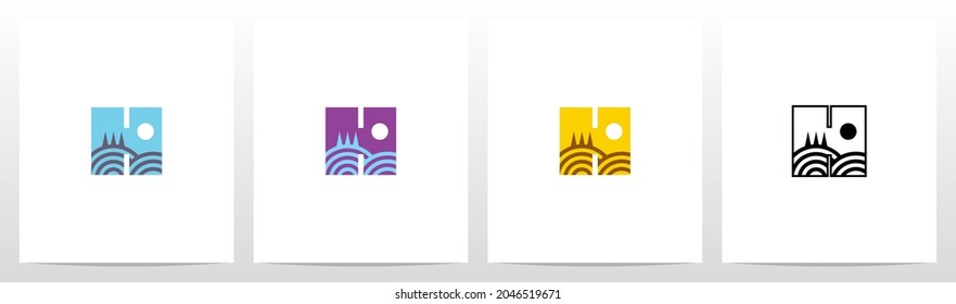 Hill With Trees Letter Logo Design H 