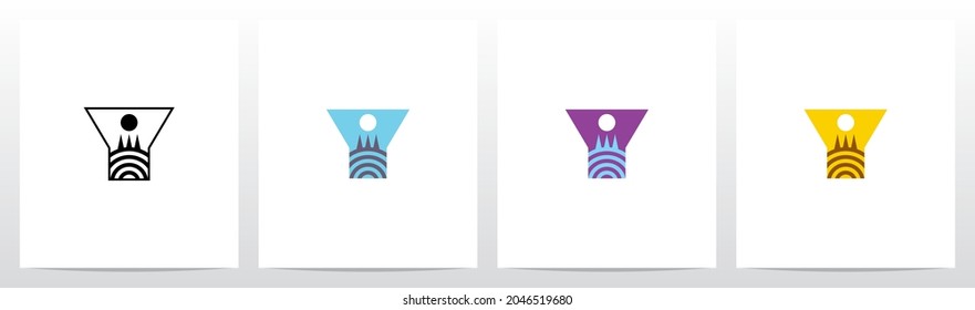 Hill With Trees Letter Logo Design Y