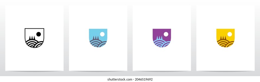 Hill With Trees Letter Logo Design U 