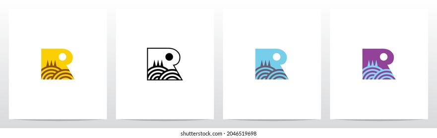 Hill mit Baumbuchstaben Logo Design R 