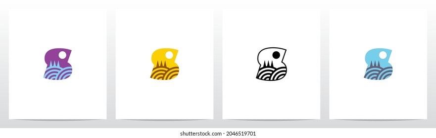 Hill With Trees Letter Logo Design S 