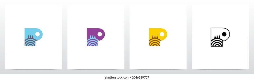 Hill With Trees Letter Logo Design P 