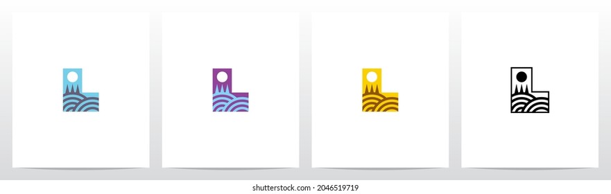 Hill With Trees Letter Logo Design L 