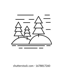 Hill with trees line illustration
