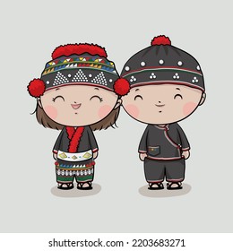 Hill Tribe Children Boy Girl Mien Stock Vector (Royalty Free ...