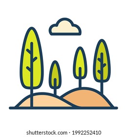 icono aislado de valle de colina con estilo de línea rellena