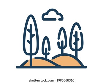 hill valley single isolated icon with dash or dashed line style