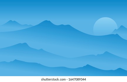 Fondo de invierno de la colina con color azul del cielo