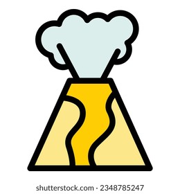 Hill volcano icon outline vector. Island crater. Science erupting color flat