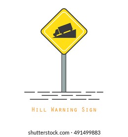 hill warning traffic sign vector