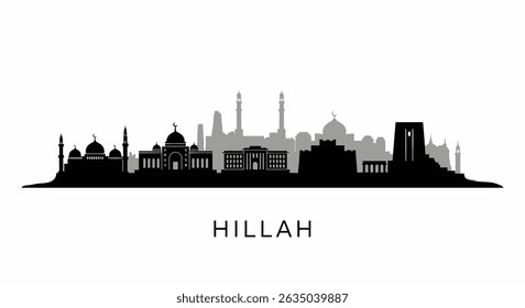Hillah with Iraq Skyline Silhouette, and Black and White.