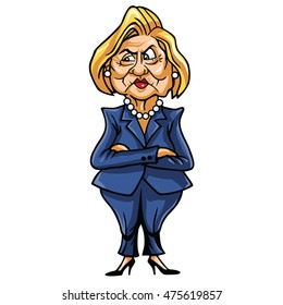 Hillary Clinton Cartoon Caricature Drawing Illustration 스톡 벡터(로열티 프리