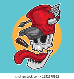 Hillbilly skull happy smoking cigar