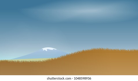 The hillock is overgrown with grass. Vector illustration.