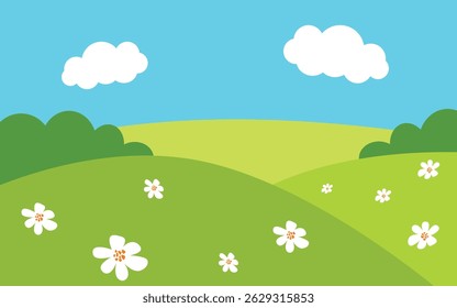 Hills Background Simple With Clearly Day And Flowers