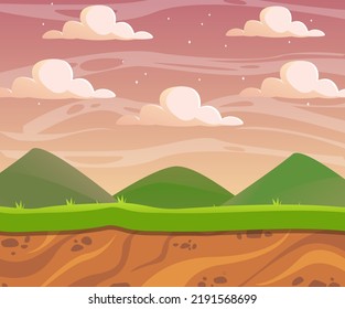 hills clouds landscape cut soil vector illustration