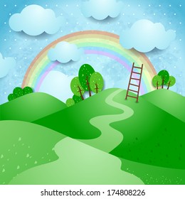 Hills, fantasy landscape. Vector 