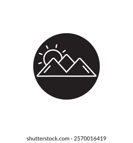 hills icon black and white vector outline sign