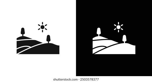 hills icon line art vector
