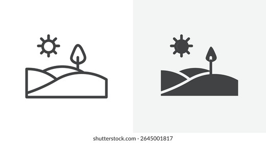 Hügel-Symbol Umrissvektorzeichen