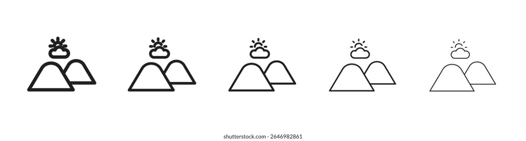 Icono de las colinas delgado plano estilo de contorno signo de Vector