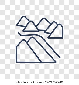 Hills icon. Trendy linear Hills logo concept on transparent background from Nature collection