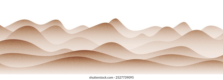 Paisaje de colinas, textura granulosa punteada ruidosa, puntos de semitono, Anuncio